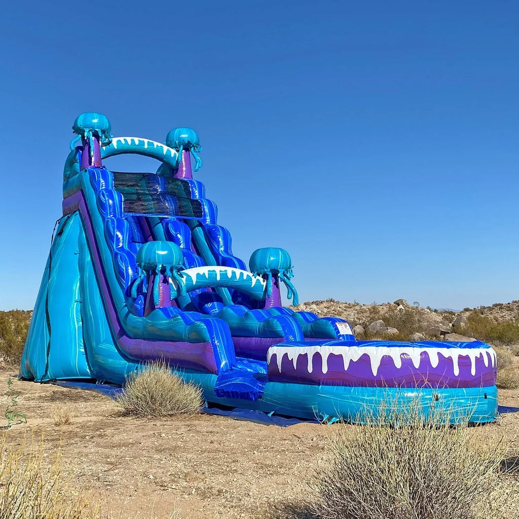 2025 JumpOrange Resbaladilla Acuática Inflable Comercial Eléctrica con Piscina Splash | Para Adultos y Niños | Incluye Soplador, Estacas y Bolsa de Almacenamiento | 19 Pies de Altura x 36 Pies de Largo x 15 Pies de Ancho