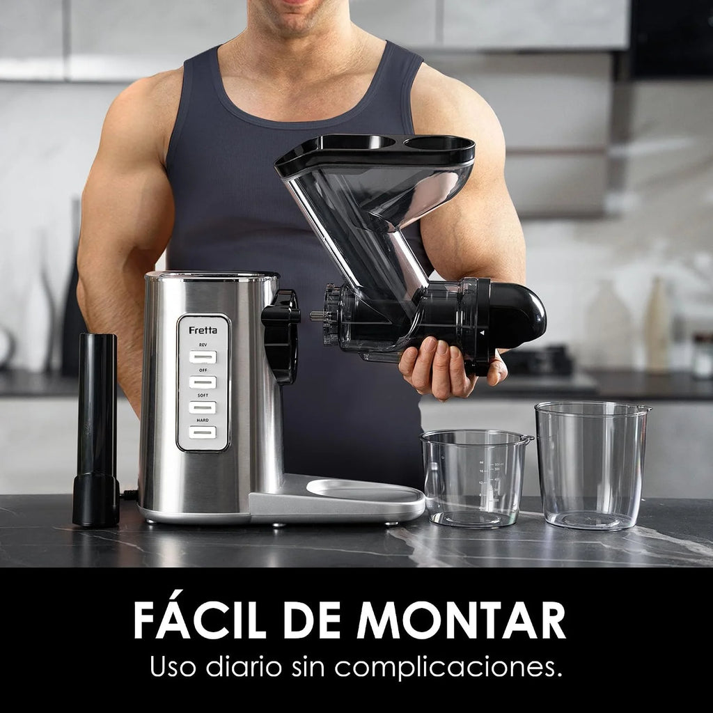 Fretta Extractor de Zumo Prensado en Frío 76 mm, libre de BPA (Inox)