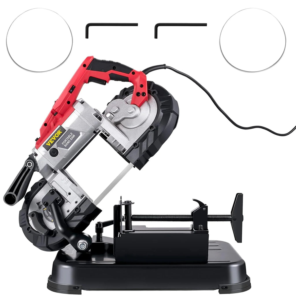 VEVOR Sierra de Cinta de Metal 1100W Base 0 – 45° Sierra de Cinta Profesional Tamaño Corte 12,7cm 137,8-472,4 Pies/min Sierra de Cinta de Corte para Metal, Acero, Aluminio y Cable Compuesto