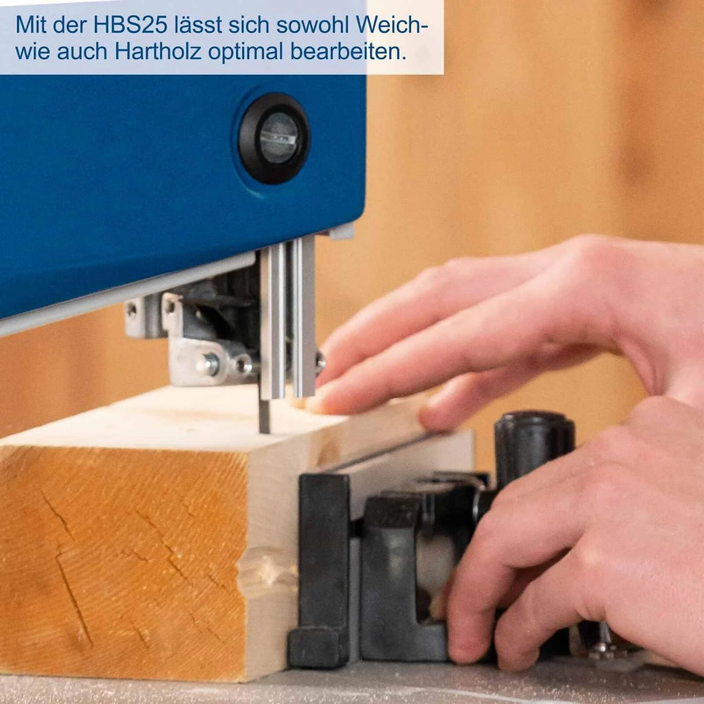 Scheppach - Sierra de cinta HBS25-350 W - 230 V - Altura de corte 80 mm - Velocidad de la cinta 880 m/min - Velocidad de rotación 1400 min-1 - Mesa reclinable 45°