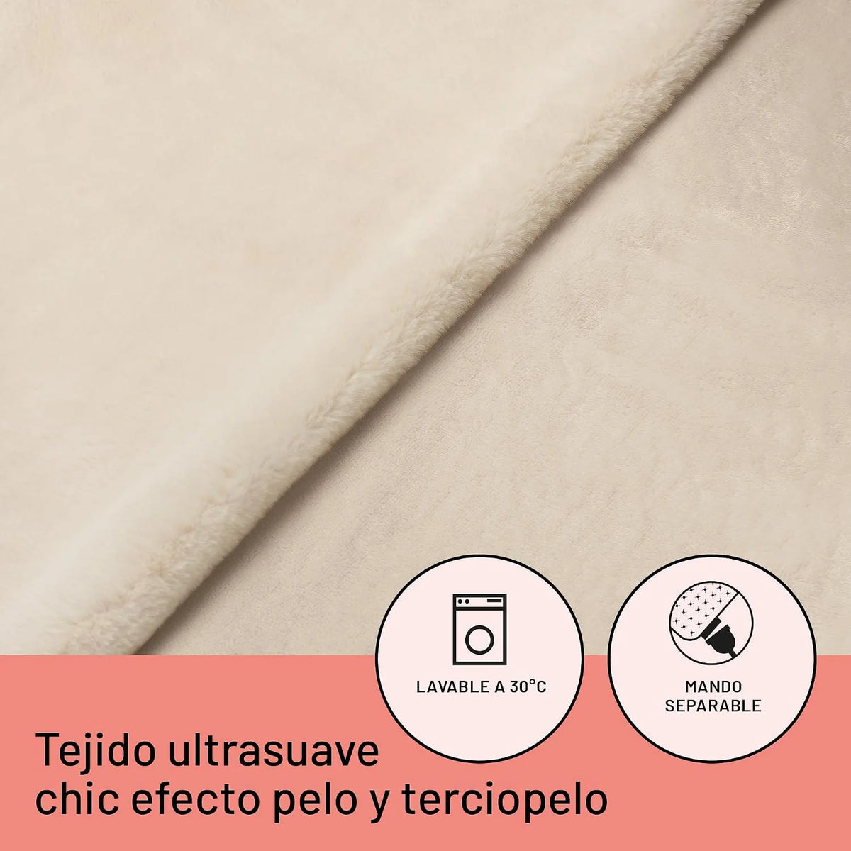 DAGA Manta térmica eléctrica de Sofá Relax Suave Chic, Tecnología de Calefacción Intellisense, Tejido Suave Chic Efecto Pelo y Terciopelo, 6 Niveles de Temperatura, 160 x 120 cm
