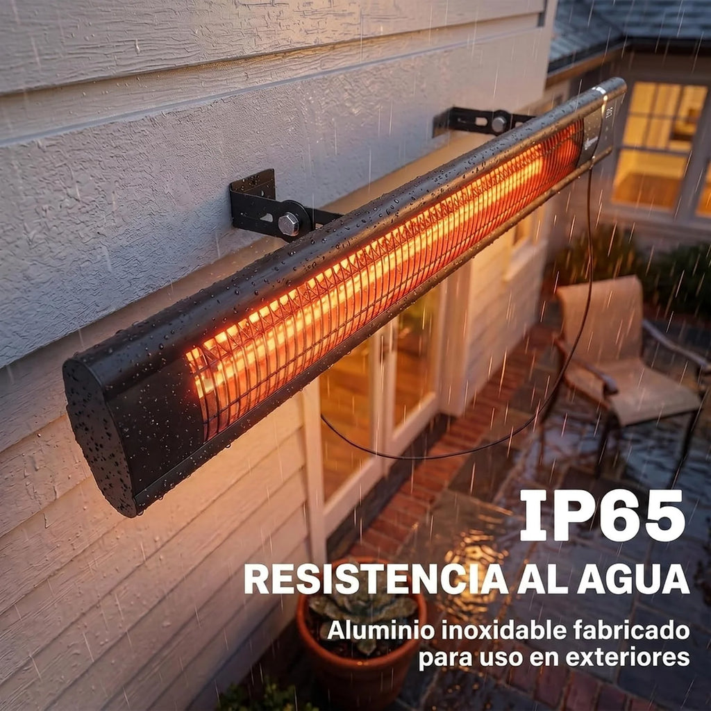 Outsunny Calefactor por Infrarrojos Terraza 3000 W, IP65, 9 Niveles Calor