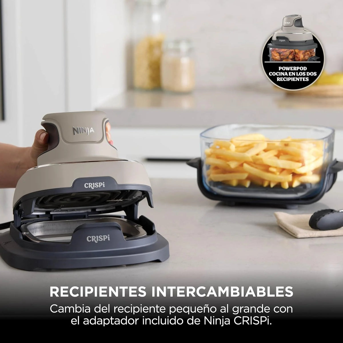 Ninja CRISPi, Freidora de Aire Portátil 4 en 1, 3,8L, Piedra