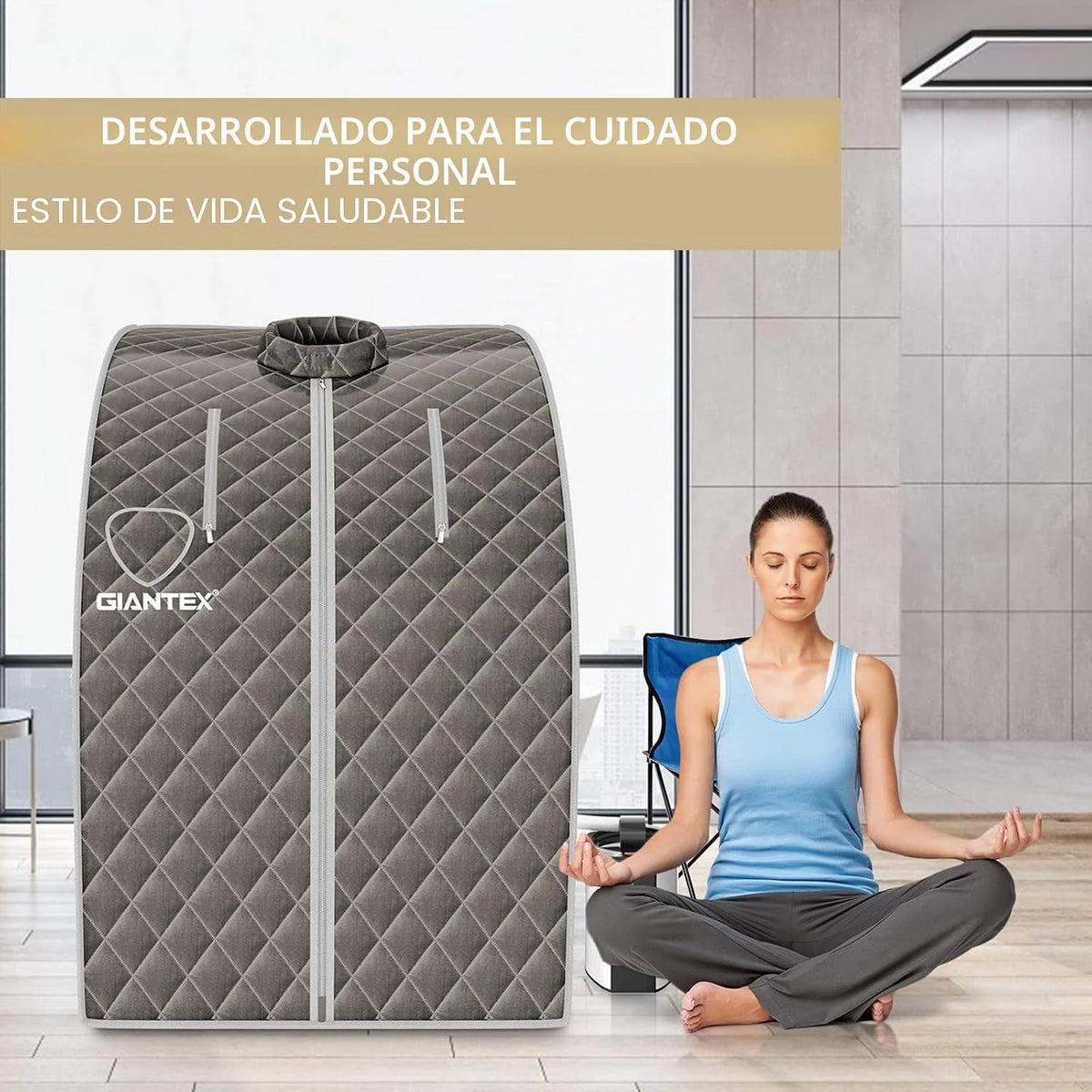 GOPLUS Sauna de Vapor Portátil 1000W 3L hasta 64℃
