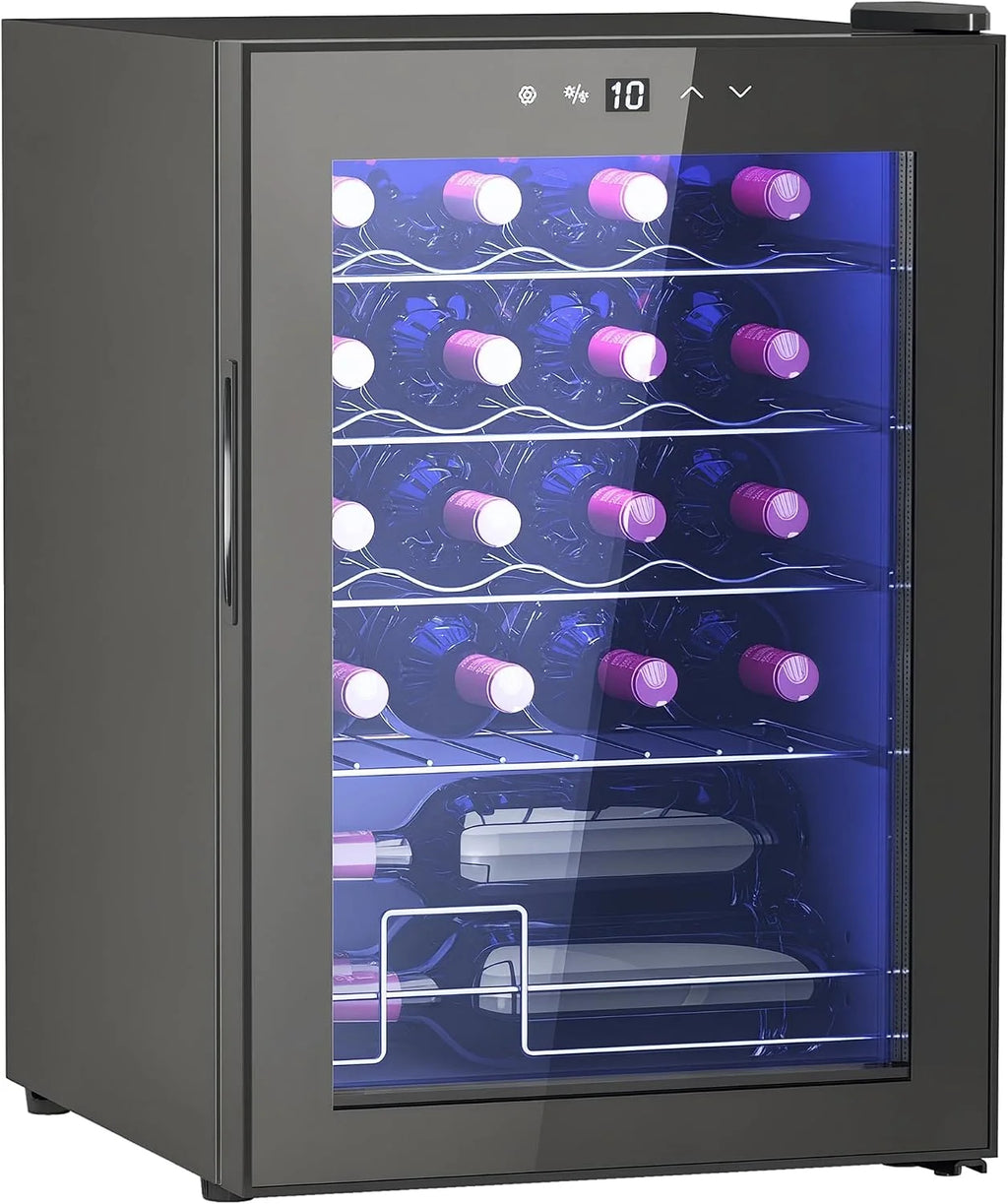 HOMCOM Vinoteca 20 Botellas con Compresor Pantalla LED Táctil 39DB Negro