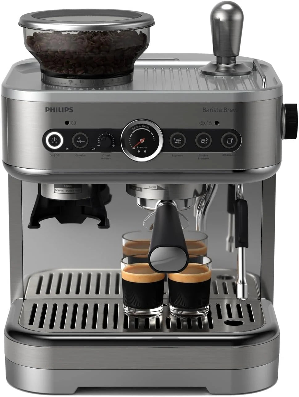 PHILIPS Barista Brew Cafetera Espresso Semiautomática, 250g, Acero Inox