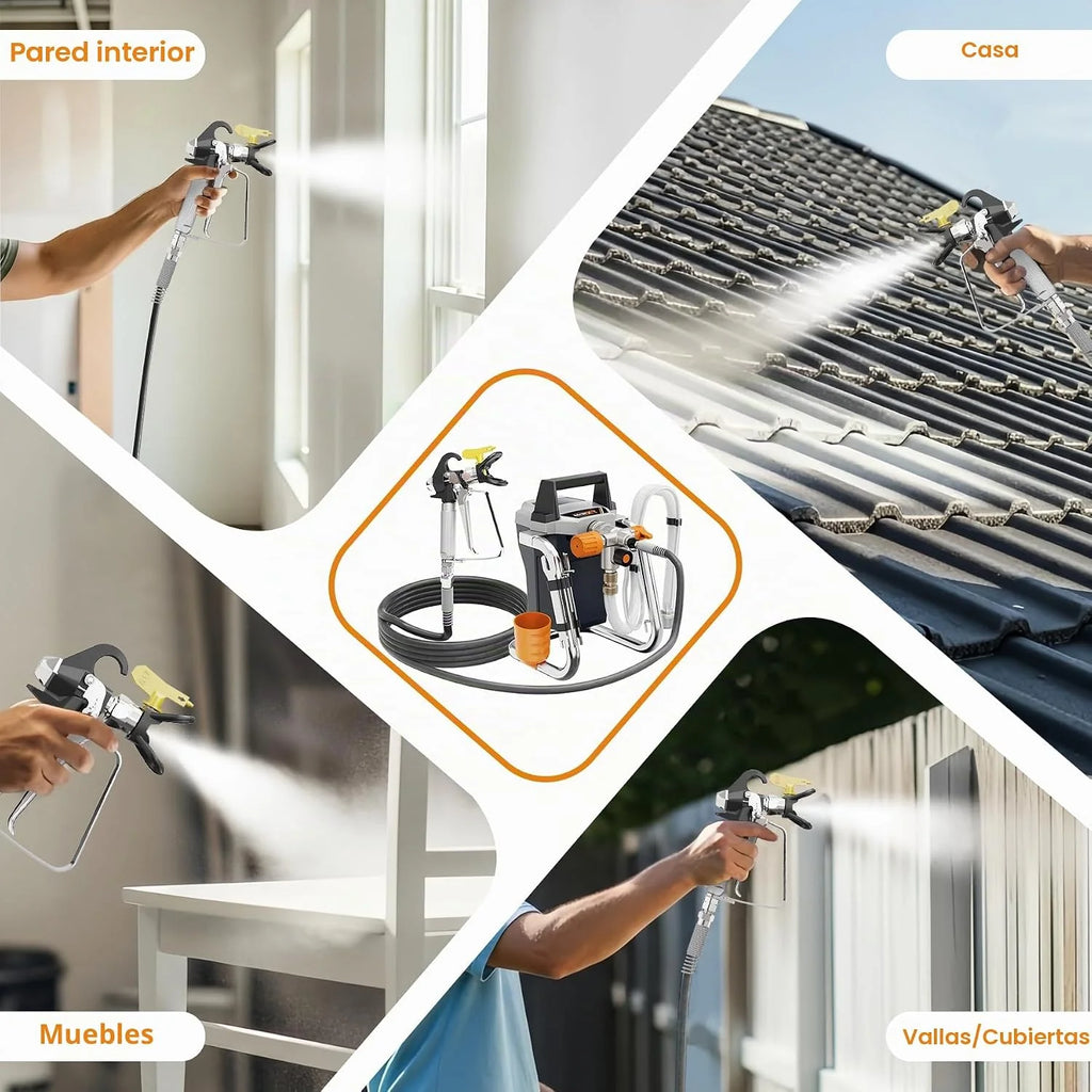 MAXXT Pistola Eléctrica de Pintura Airless, 1300W, Pulverizador para Vallas, Muebles, Paredes y Puertas