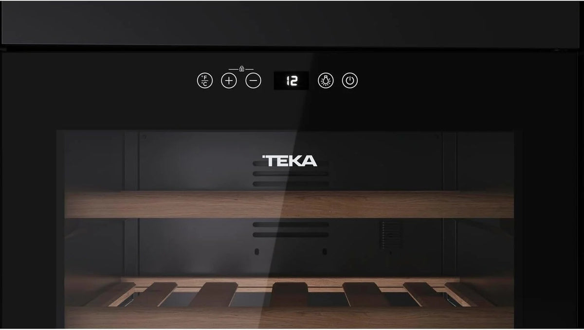 Teka Vinoteca de Libre Instalación 51 Botellas, Iluminación LED, Control Electrónico de Temperatura, Capacidad Total 159 Litros, Patas Regulables, Modelo RVF 10051 GBK