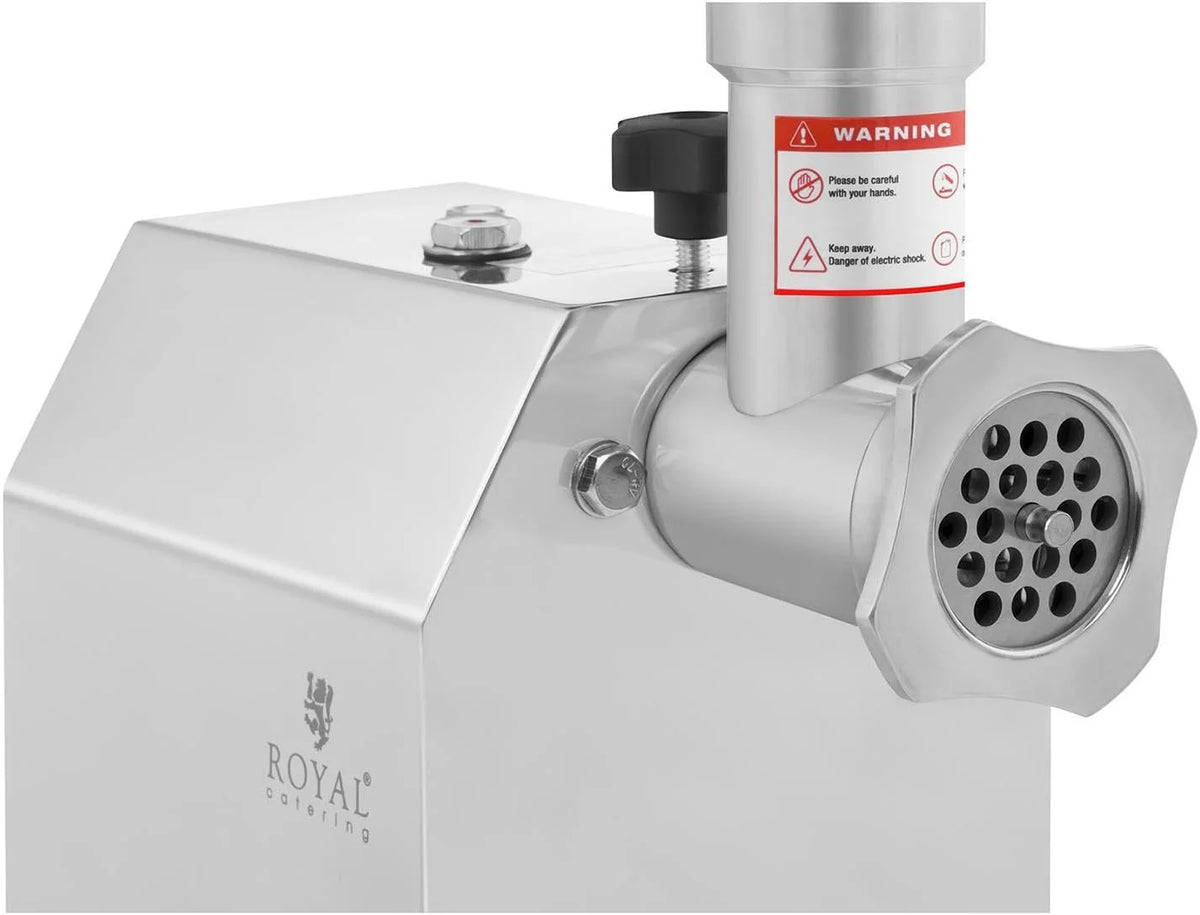 Royal Catering RCFW 70-600ECO Picadora de Carne Eléctrica Profesional (70 kg/h, 600 W, Marcha Retrógrada, Orificios de 5/7 mm, Acero Inoxidable) ECO
