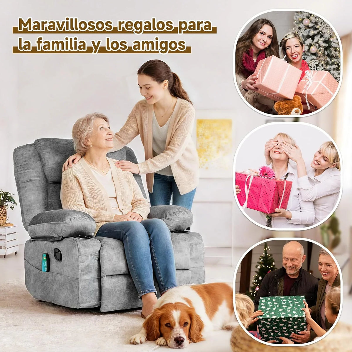 HAUSPROFI Electric Massage Recliner Chair Grey