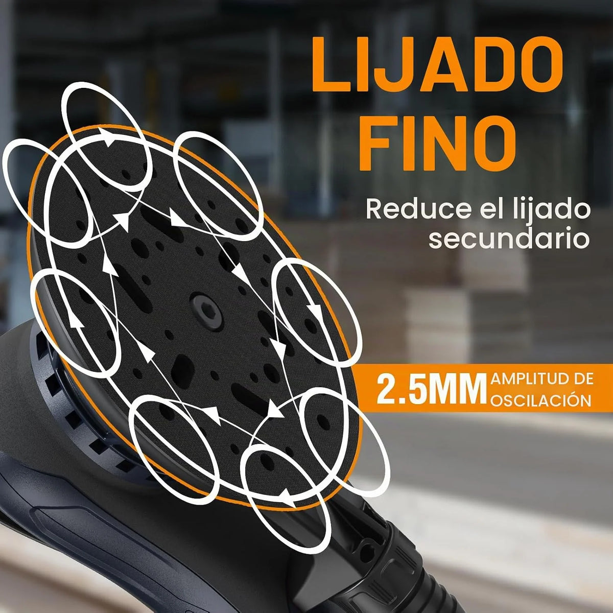 MAXXT Lijadora Orbital Aleatoria 2.5mm Sin escobillas 230V Multifuncional Velocidad Variable Eléctrica Corded Orbital Lijadora Máquina con 10 Papel de lija para trabajar la madera