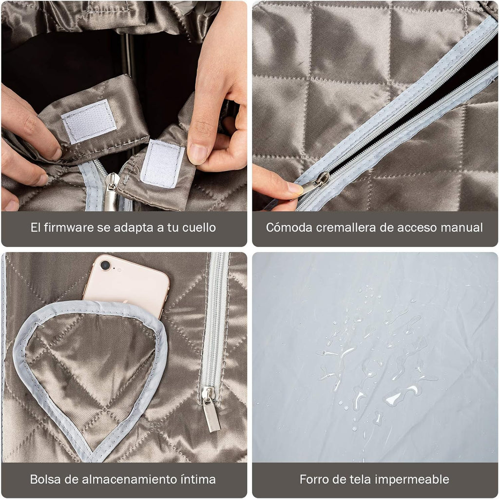 COSTWAY 3L Mini Sauna de Vapor para Casa con Control Remoto,Silla y Accesorios Sauna de Vapor Portátil con Control Remoto Cabina de Sauna con Temperatura y Temporizador Ajustables (gris)