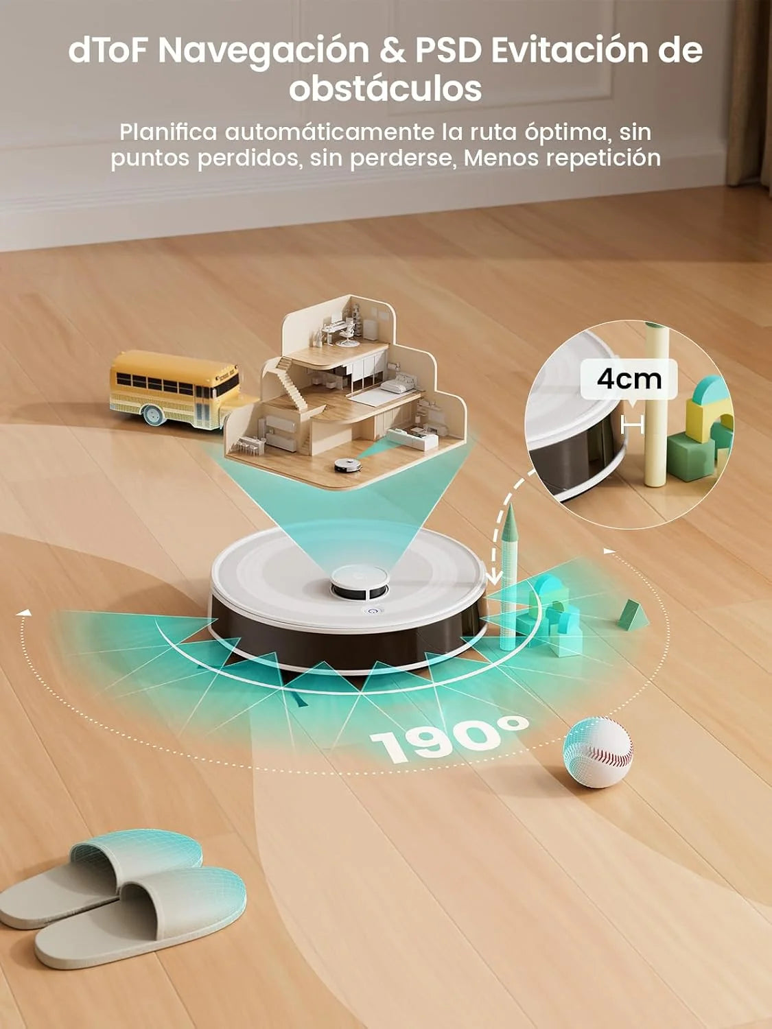 Lefant M2 Robot Aspirador y Fregasuelos con dToF Navegación Láser y App
