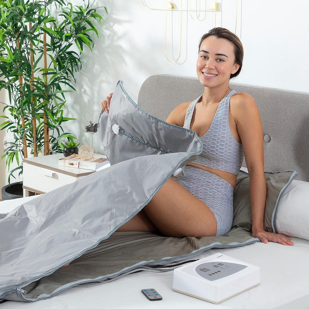 InnovaGoods® Manta Electrica, Manta Electrica Sauna de Calor Infrarrojo, Manta termica Apta para Todo el Cuerpo, Manta Sauna de Calor infrarrojo Potencia la eliminación de Grasas y toxinas.