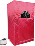 1000 W Sauna completa del cuerpo con cabina de vapor, generador de vapor, mando a distancia, sauna de vapor portátil y plegable, sauna SPA para casa, 100 x 80 x 170 cm, rojo