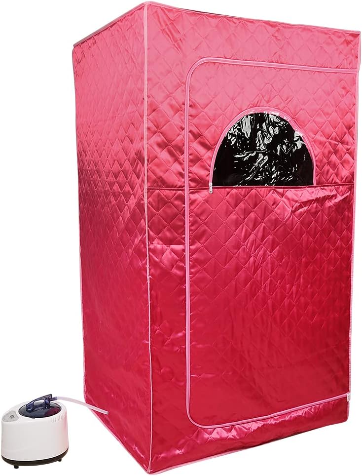 1000 W Sauna completa del cuerpo con cabina de vapor, generador de vapor, mando a distancia, sauna de vapor portátil y plegable, sauna SPA para casa, 100 x 80 x 170 cm, rojo