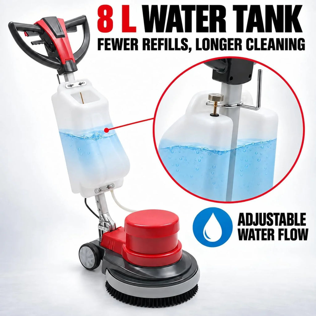 Máquina de limpieza de suelos, 1100 W, con depósito de agua de 8 L, 154 rpm