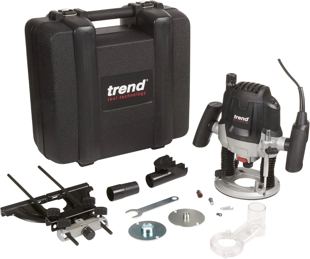 Trend Fresadora de velocidad variable 2100 W 12 mm 230 V UE, profundidad de entrada de 50 mm, fresadora para múltiples trabajos de fresado, T7EK/EURO