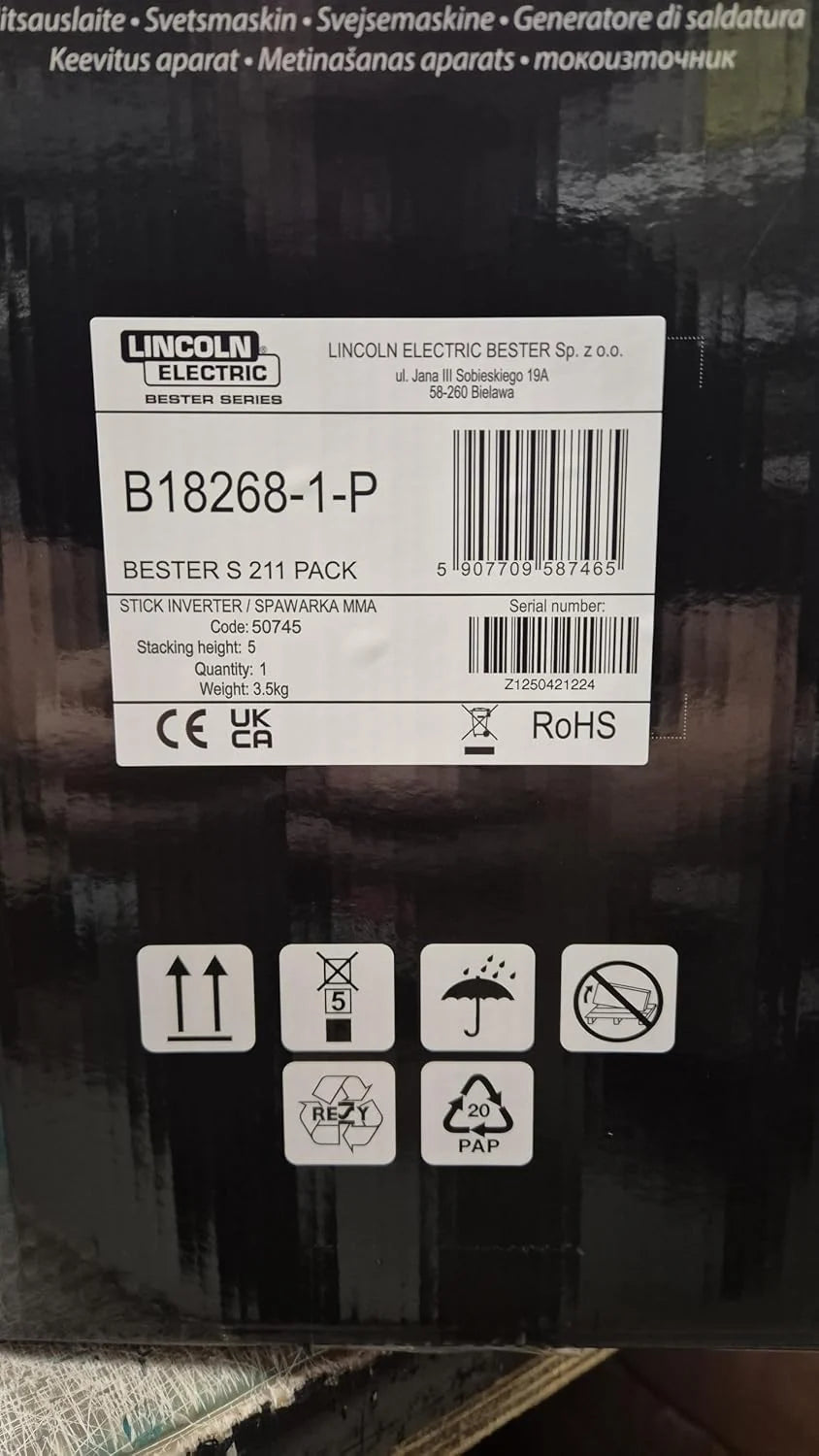 Soldadora inverter de electrodos MMA Lincoln Electric Bester S 211 en maletín