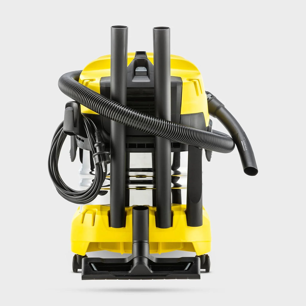 Kärcher Aspiradora en seco/húmedo WD 4 S V-20/5/22, potencia 1000 W, depósito de acero inoxidable 20 l, manguera aspiración 2,2 m, función soplado, boquilla para suelos y ranuras, bolsa filtro fieltro