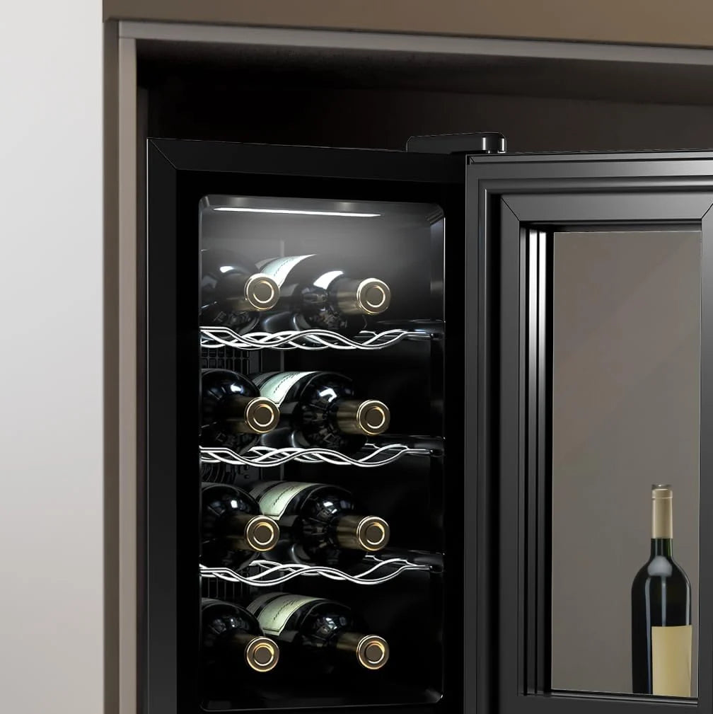 Cecotec Vinoteca 8 Botellas Bolero Grandsommelier 830 coolcrystal, Enfriamiento termoeléctrico, Temperatura regulable entre 8-18ºC, Control táctil y display, LED interior, Gas no nocivo.