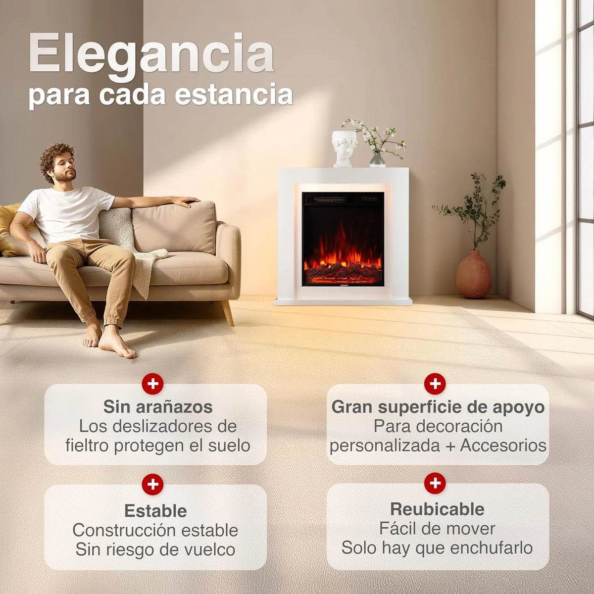 KAMINIO® Matti Modern 32 White Electric fireplace Floor-standing decorative