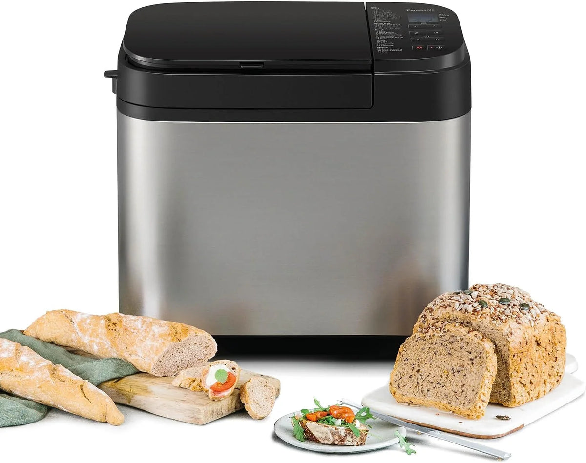 Panasonic SD-YR2550SXE Panificadora Automática con Dispensador, 850 W, Sensor de Temperatura, Temporizador Digital 13H, 31 Programas, Plateado