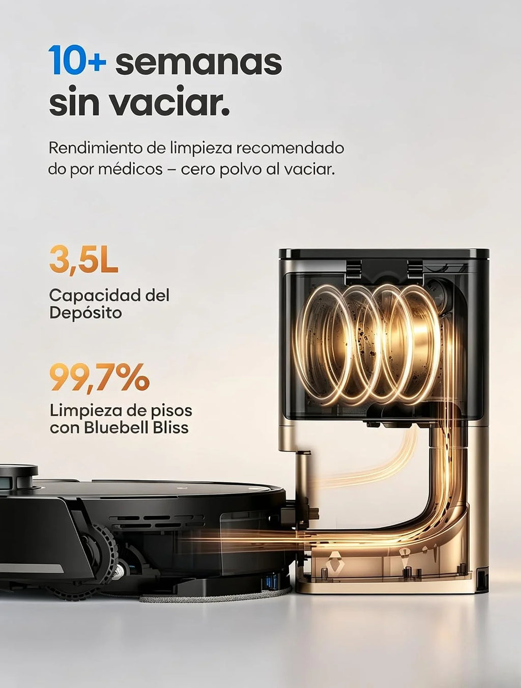 Ultenic Robot Aspirador y Fregasuelos Autovaciado con Líquido Limpiador: Láser LiDAR Lineal, Evitación Mejorada, 10000 Pa, Refuerzo en Alfombras, App y Voz, para Apartamentos y Familias con Mascotas