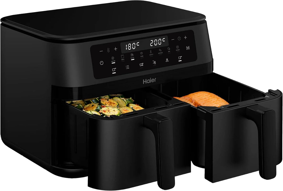 Haier Freidora de Aire de Doble Cajón | 11L Gran Capacidad | 8 Funciones