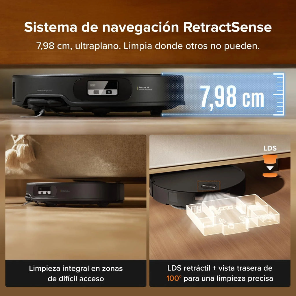 roborock Qrevo Edge 2 Robot Aspirador Succión Extrema de 25000 Pa, Negro