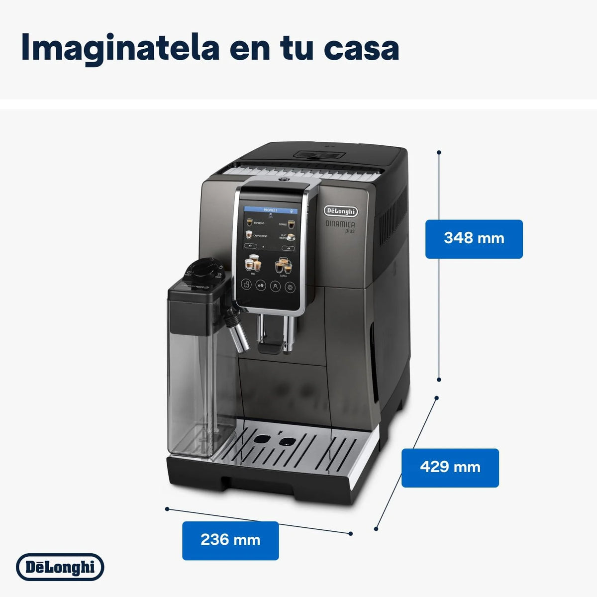 De'Longhi Dinamica Plus - Cafetera Superautomática 24 Bebidas Titanio