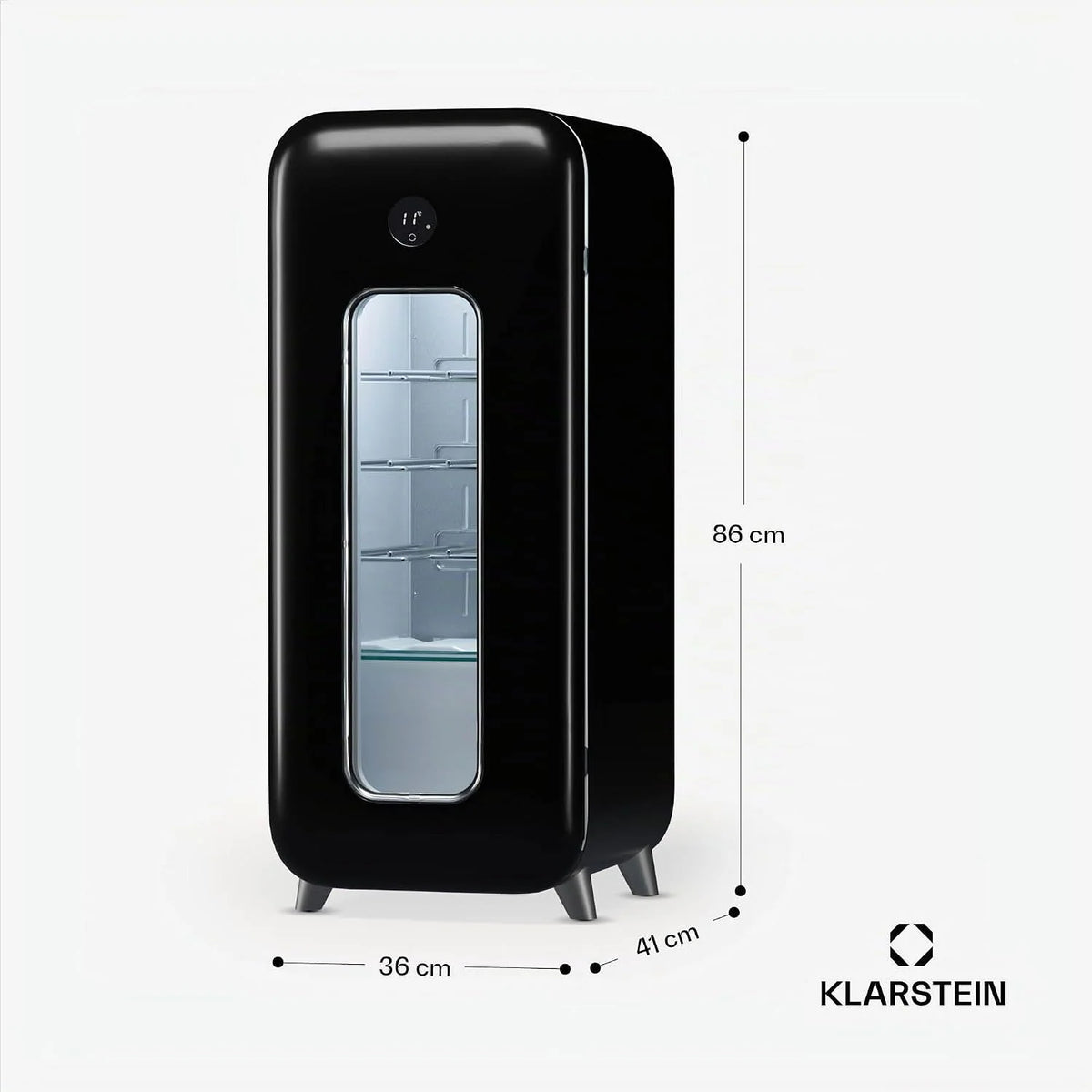 Klarstein Vinoteca para Vinos, Nevera Vino Una Zona, Botellas Vino, Proseco y Cervezas, Vinoteca Pequeña Puerta Cristal para Interior y Exterior, Nevera para Vinos Capacidad 15 Botellas
