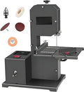 Sierra de Cinta para Carpintería 800W de Mesa - Altura de Corte 70 mm con Mesa Metálica Inclinable 0-45°,Realiza Cortes Rectos,Curvos y Multíángulo para Madera y Metal