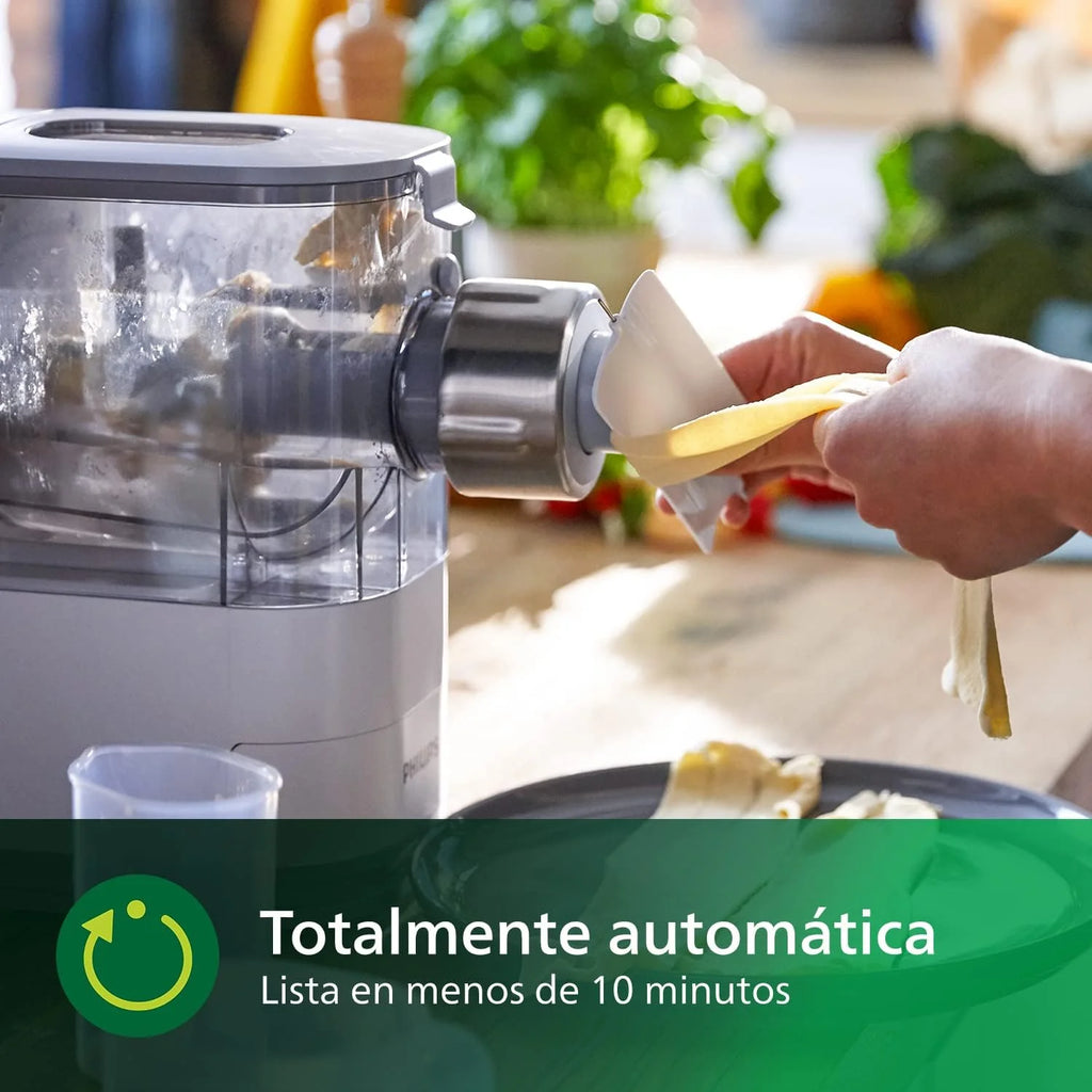 Philips Máquina para Hacer Pasta - Totalmente Automática, Pesaje Automático, 4 Moldes, Libro Recetas, Blanco/Gris Claro Atardecer (HR2345/19)