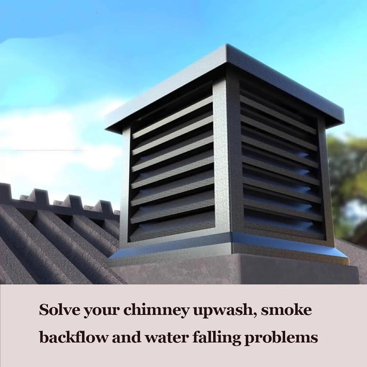 Villa Aluminum Alloy Fireplace Hat, Rooftop Exhaust Vent Cap for Ceiling Vents, Fireplaces Brick Seen(40x40cm/15.75x15.75in)