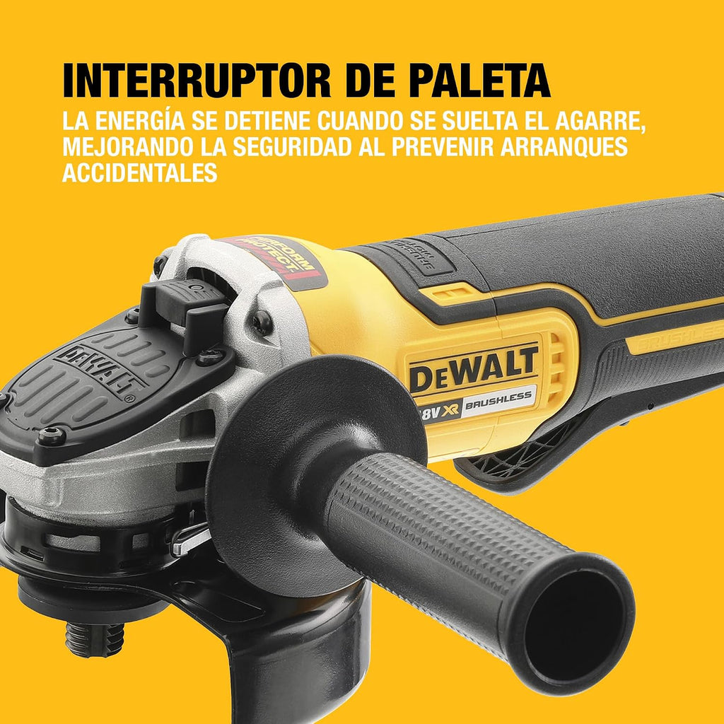 DEWALT Amoladora 125 mm 18V XR sin escobillas con pala, DCG406NT-XJ