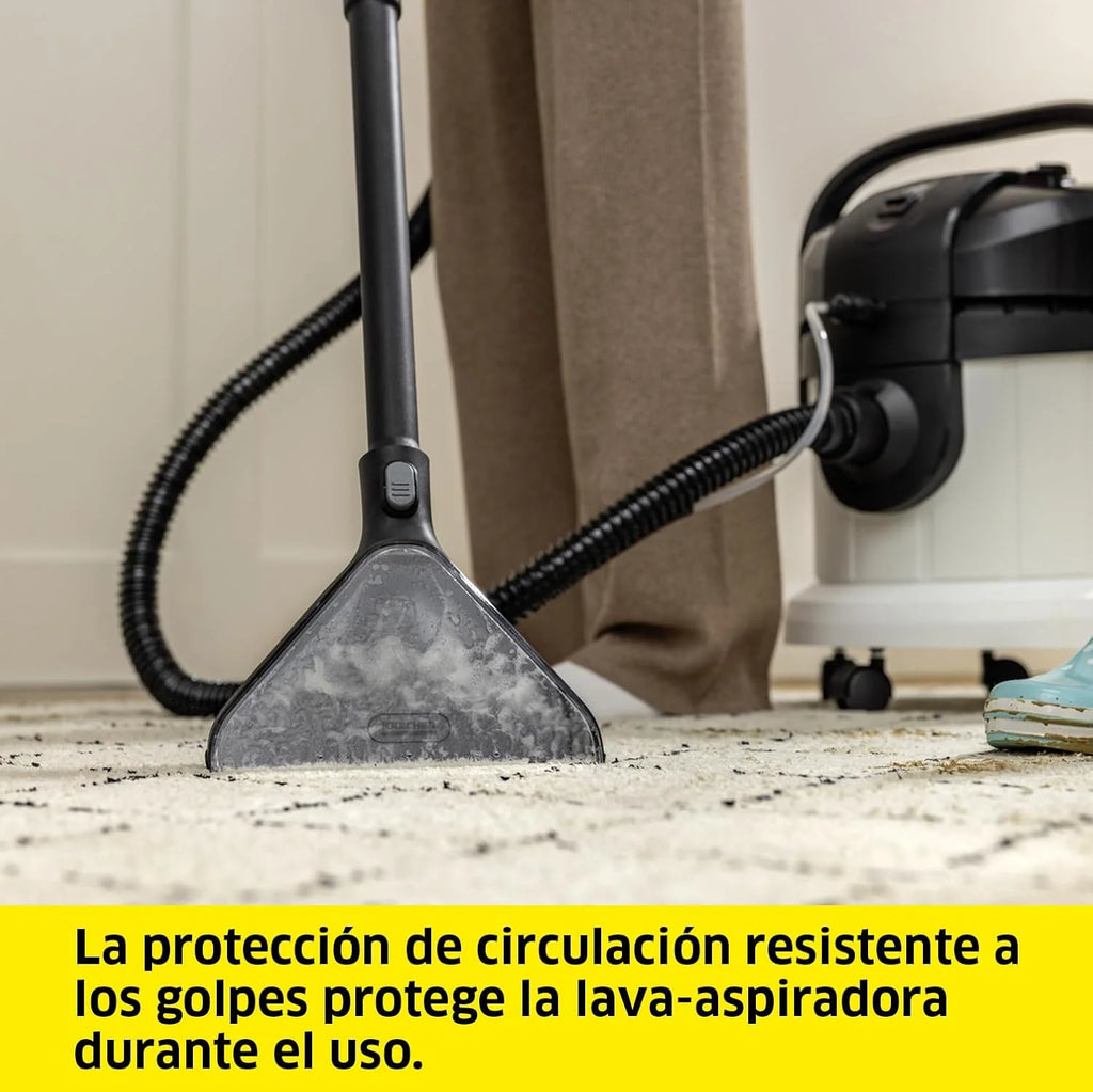 KÄRCHER Lava-aspiradora SE 4, Manguera de aspiración con pulverizador, depósitos de 4 l, boquillas de Lavado, de Clip y para tapicerías, con Accesorios para Suelos Duros y alfombras