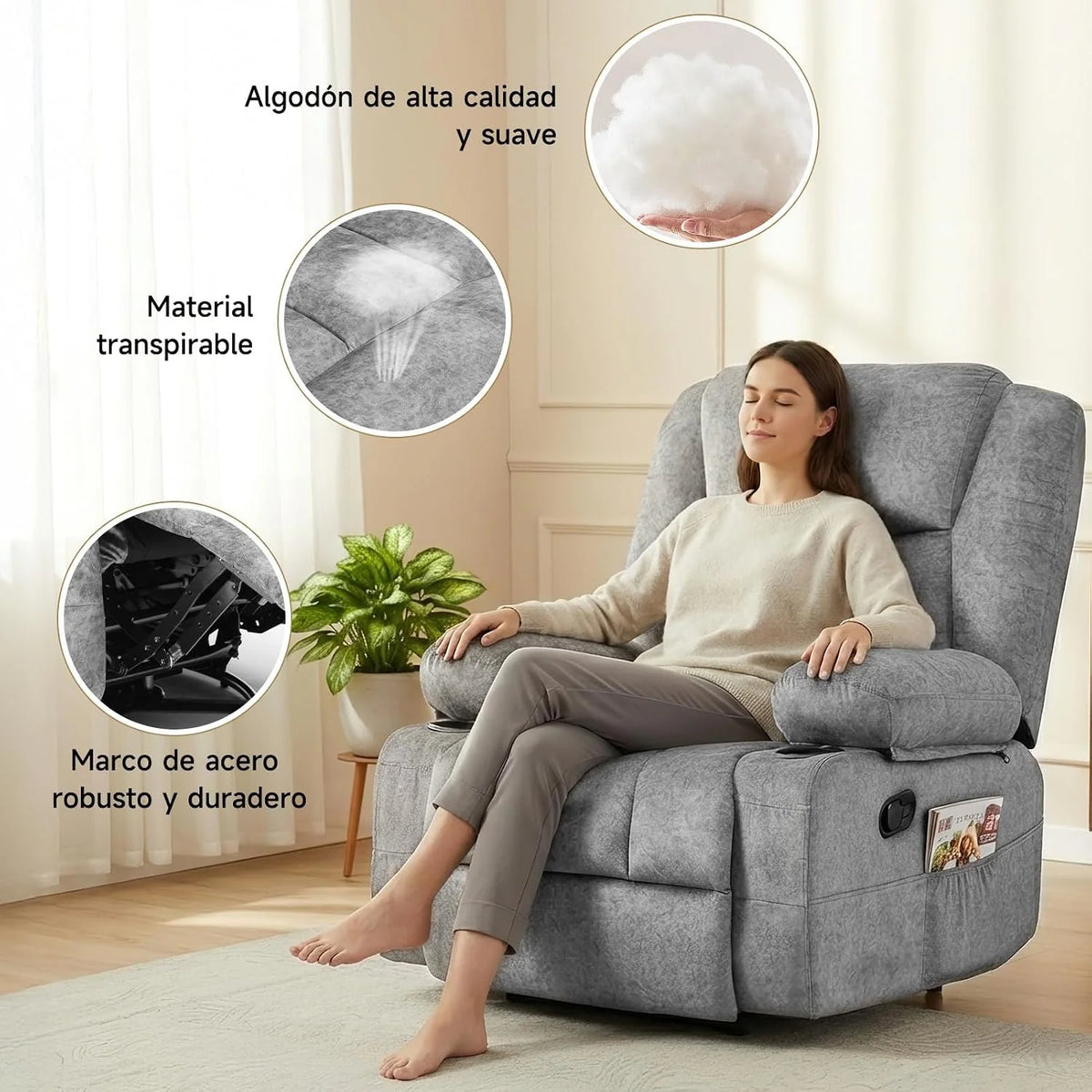 HAUSPROFI Electric Massage Recliner Chair Grey