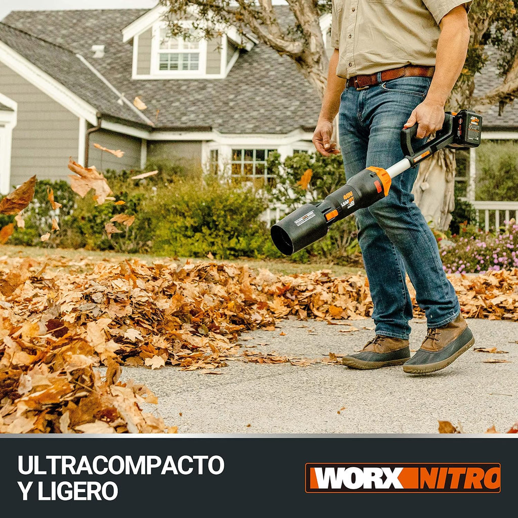 WORX Leafjet WG585E.9 - Soplador de Hojas (40 V, Motor sin escobillas, Control de Aire Variable, Menos Consumo de batería, más Potencia, sin batería ni Cargador)