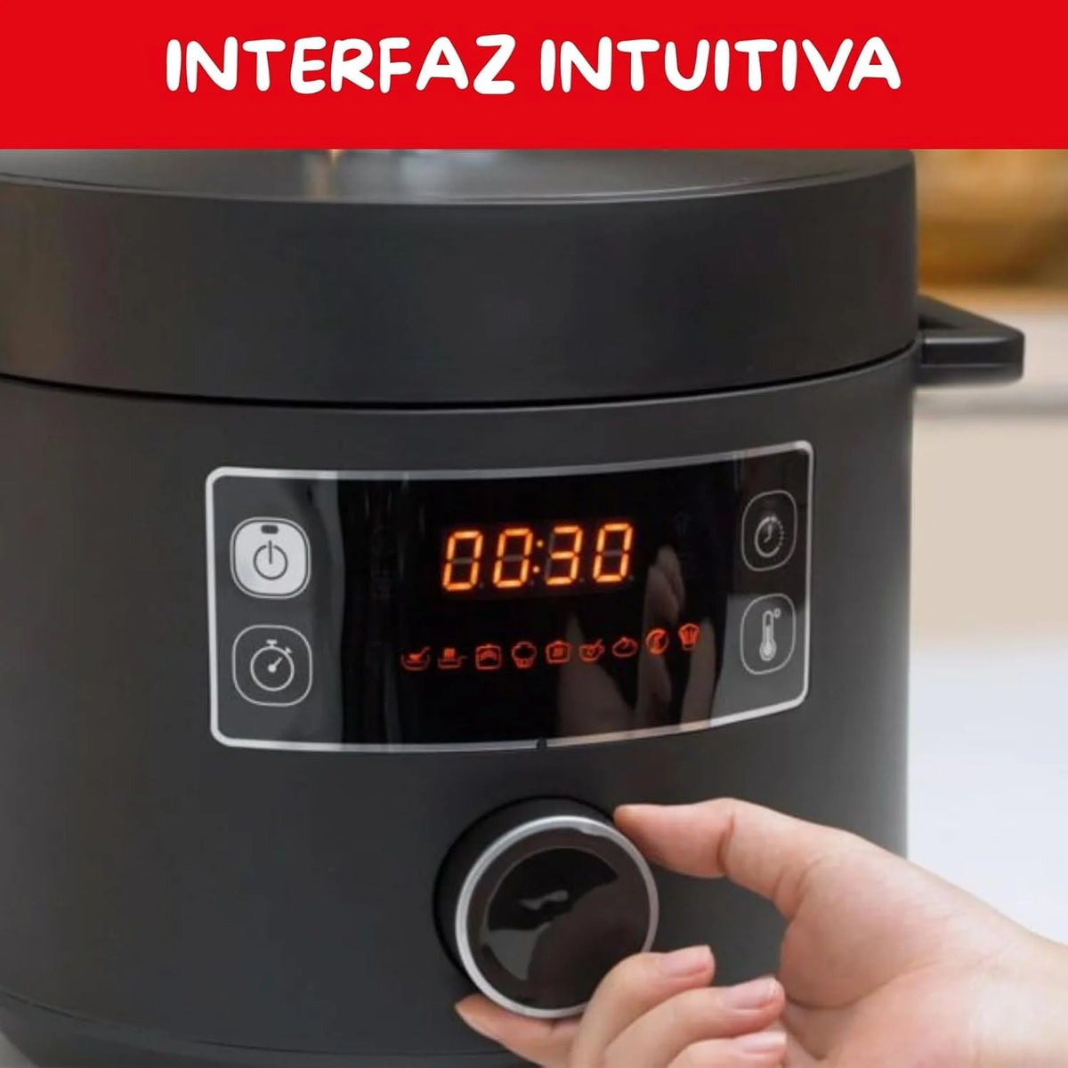 Moulinex Epic Turbo Cuisine CE7548 - Olla a presión eléctrica 1090 W, 10 programas automáticos, cestillo de cocción al vapor, Negro
