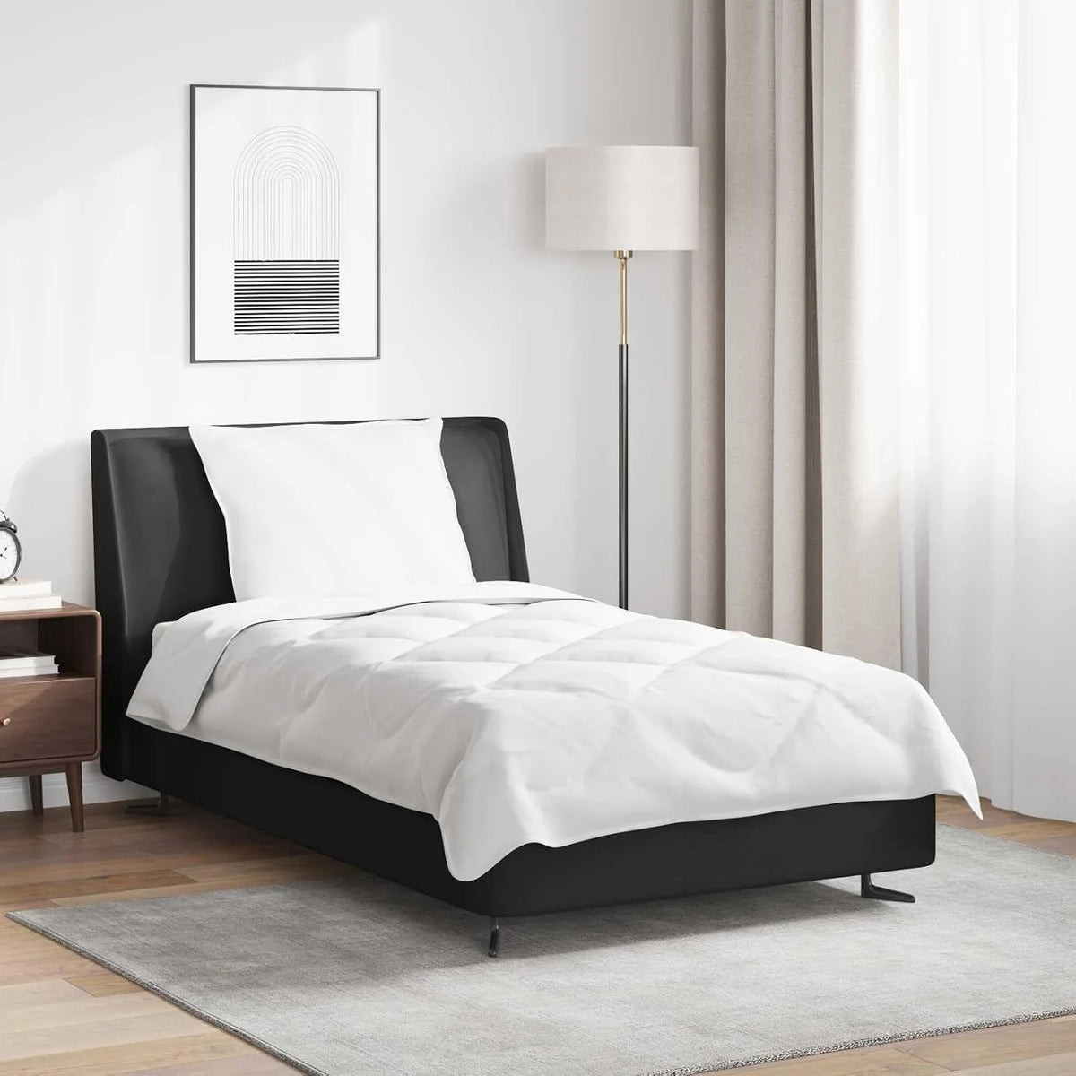 Edredón de 135 x 220 cm con almohada, 2 piezas, microfibra, blanco, edredón de invierno, transpirable, para dormitorio