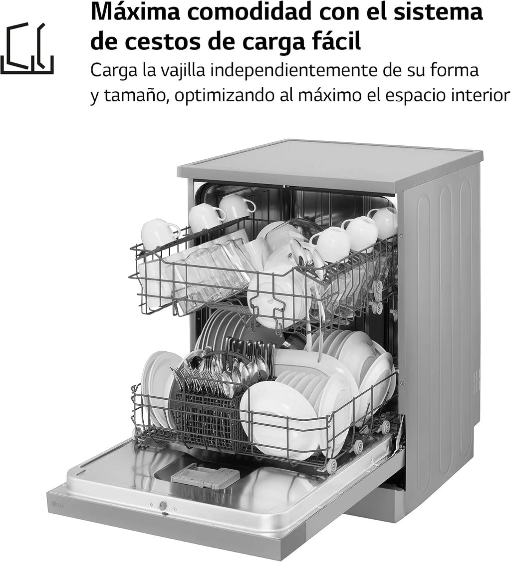 LG DF030FL - Lavavajillas 60 cm, 13 cubiertos, cuba de acero, Serie 100, Eficiencia E, Inox Antihuellas