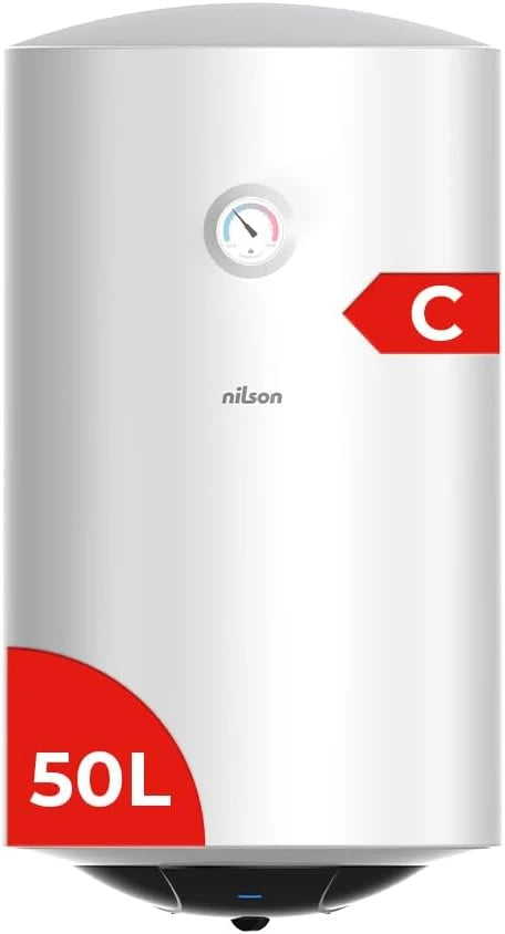 Nilson Electric Thermo Vertical 50 Litres NT5000. Vertical Installation, 1500W, Includes Mounting Kit, Stainless Steel Resistor, White, Energy Efficiency Class C