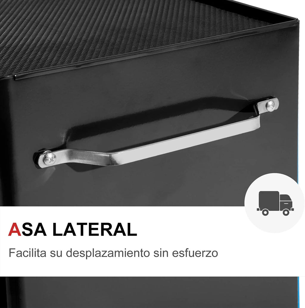 HOMCOM Carro Caja de Herramientas Taller Movil 5 Cajones 4 Ruedas Negro