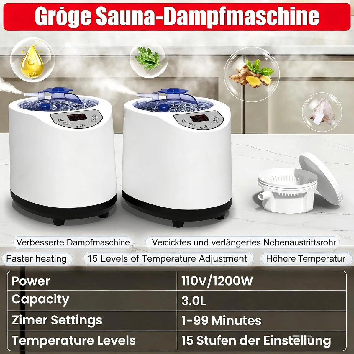 I-THERA-U Sauna de infrarrojos para 2 personas, sauna de vapor para el hogar - 5 capas impermeable sauna portátil, 2 generadores de vapor para baño de vapor, 2 sillas plegables