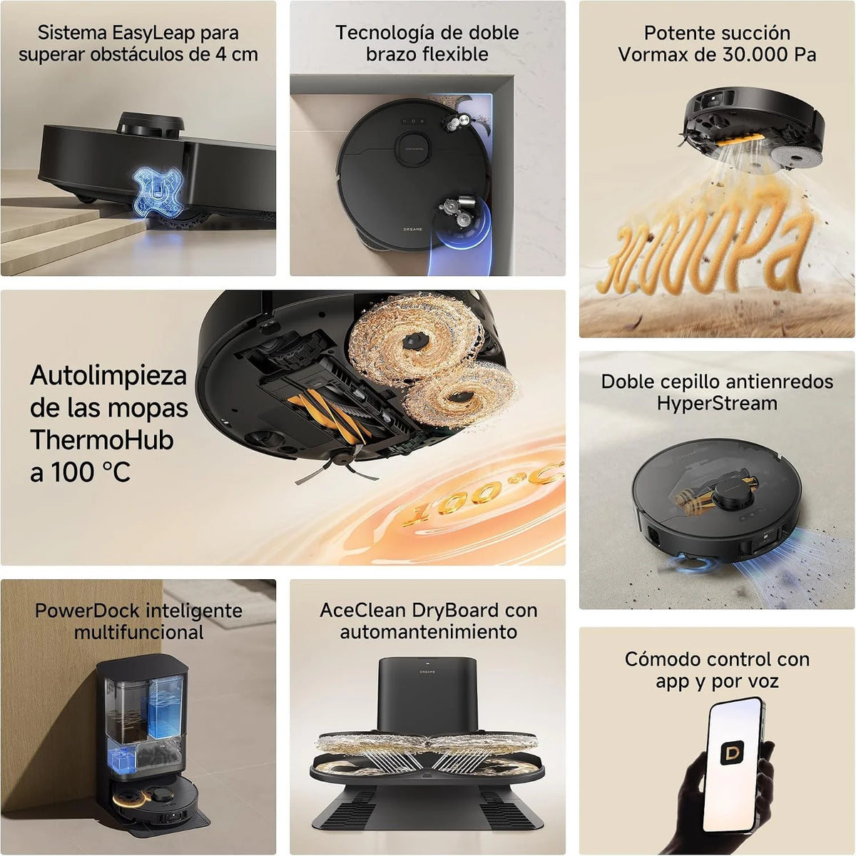 dreame L50s Pro Ultra Robot Aspirador, 30.000 Pa, Autolimpieza Mopa 100 °C