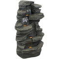 2025 Fuente de cascada de roca apilada Sunnydaze para exteriores con luces LED - 38 pulgadas