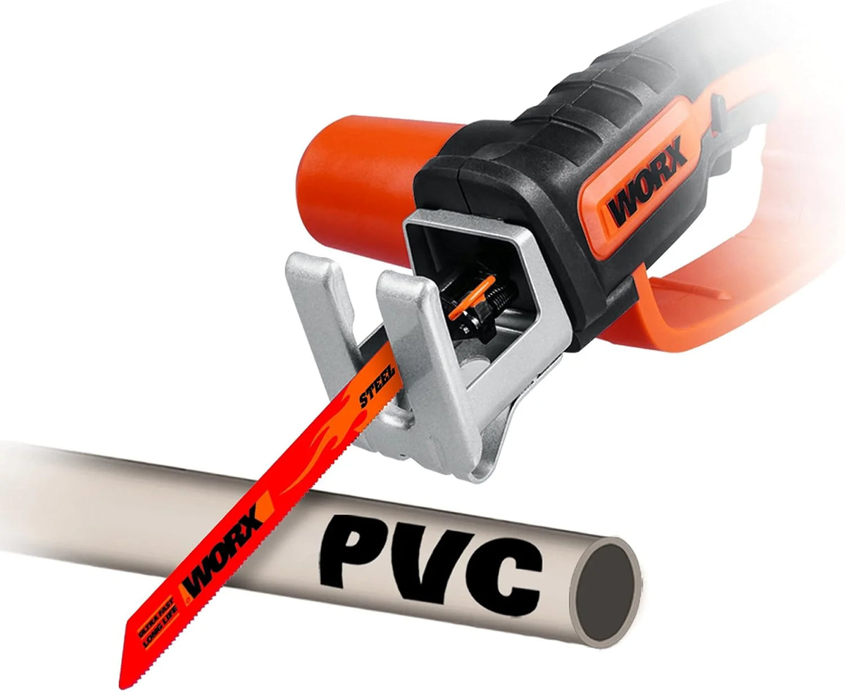 WORX WG894E Serrucho multifunción 20V-2Ah, 1 batería y cargador incluido, para madera, plástico y ramas, compacto y ligero, incluye sierras anclaje universal para sierra de calar