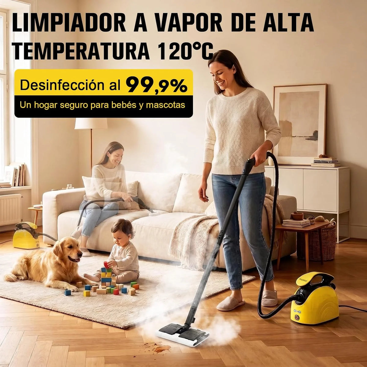 Waitbird Limpiador a vapor de 5 bares, 160 °C, con 21 accesorios para el