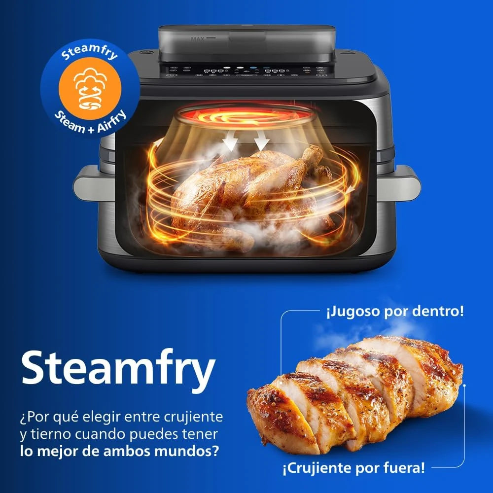 Philips 5000 Airfryer - Freidora de Aire cesta flexible 9,5L, SteamFry